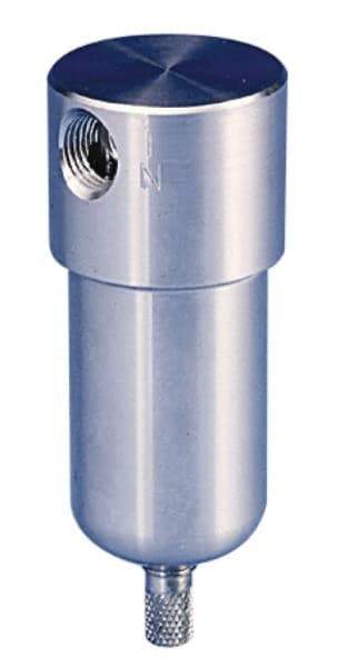 Parker - 1/4" Port, 4" High x 1.56" Wide, FRL Filter with Stainless Steel Bowl & Manual Drain - 16 SCFM, 300 Max psi, 180°F Max, 1 oz Bowl Capacity - Makers Industrial Supply