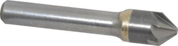 Made in USA - 1/2" Head Diam, 3/8" Shank Diam, 6 Flute 82° Solid Carbide Countersink - Bright Finish, 2-1/2" OAL, 0.109" Nose Diam, Single End, Straight Shank, Right Hand Cut - Makers Industrial Supply