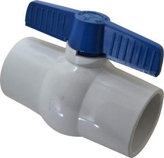 NIBCO - 3" Pipe, Standard Port, PVC Miniature Ball Valve - 1 Piece, Inline - One Way Flow, Solvent x Solvent Ends, Tee Handle, 150 WOG - Makers Industrial Supply