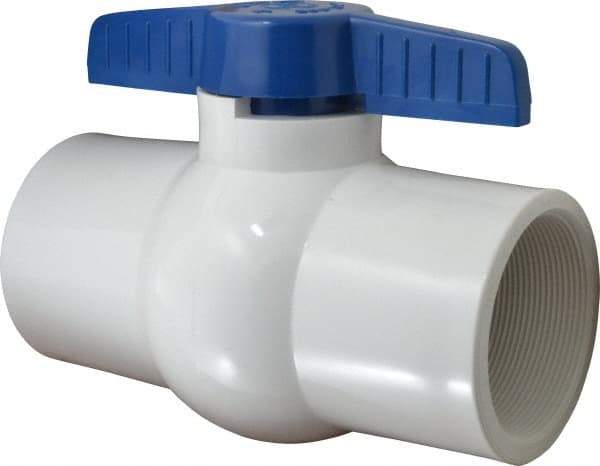 NIBCO - 4" Pipe, Standard Port, PVC Miniature Ball Valve - 1 Piece, Inline - One Way Flow, FNPT x FNPT Ends, Tee Handle, 150 WOG - Makers Industrial Supply