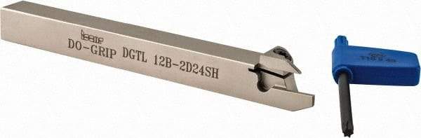 Iscar - External Thread, 0.4724" Max Depth of Cut, 1.9mm Min Groove Width, 120mm OAL, Left Hand Indexable Grooving Cutoff Toolholder - 12mm Shank Height x 12mm Shank Width, DG.. Insert Style, DGT Toolholder Style, Series Do-Grip - Makers Industrial Supply