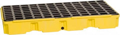 Eagle - 30 Gal Sump, 5,000 Lb Capacity, 2 Drum, Polyethylene Spill Deck or Pallet - 51-1/2" Long x 26-1/4" Wide x 6-1/2" High, Yellow, Drain Included, Low Profile, Vertical, Inline Drum Configuration - Makers Industrial Supply