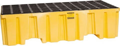 Eagle - 66 Gal Sump, 4,000 Lb Capacity, 2 Drum, Polyethylene Spill Deck or Pallet - 51" Long x 26-1/4" Wide x 13-3/4" High, Yellow, Liftable Fork, Vertical, 2 x 2 Drum Configuration - Makers Industrial Supply