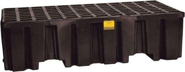 Eagle - 66 Gal Sump, 4,000 Lb Capacity, 2 Drum, Polyethylene Spill Deck or Pallet - 51" Long x 26-1/4" Wide x 13-3/4" High, Black, Liftable Fork, Drain Included, Vertical, 2 x 2 Drum Configuration - Makers Industrial Supply