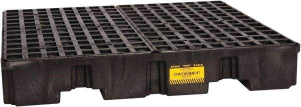 Eagle - 66 Gal Sump, 8,000 Lb Capacity, 4 Drum, Polyethylene Spill Deck or Pallet - 51-1/2" Long x 51-1/2" Wide x 8" High, Black, Liftable Fork, Vertical, 2 x 2 Drum Configuration - Makers Industrial Supply