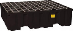 Eagle - 132 Gal Sump, 8,000 Lb Capacity, 4 Drum, Polyethylene Spill Deck or Pallet - 52-1/2" Long x 51-1/2" Wide x 13-3/4" High, Black, Liftable Fork, Drain Included, Vertical, 2 x 2 Drum Configuration - Makers Industrial Supply