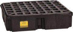 Eagle - 12 Gal Sump, 2,000 Lb Capacity, 1 Drum, Polyethylene Spill Deck or Pallet - 26-1/4" Long x 26" Wide x 6-1/2" High, Black, Drain Included, Low Profile, Vertical, Inline Drum Configuration - Makers Industrial Supply