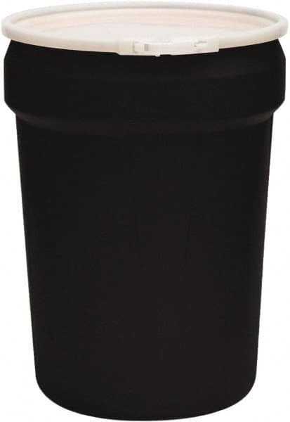 Eagle - 30 Gallon Black Tapered Cylinder Polyethylene Open Head Drum - 28-1/2" High x 21" Diam - Makers Industrial Supply