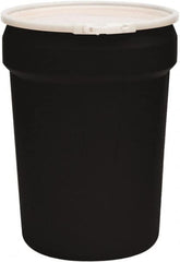 Eagle - 30 Gallon Black Tapered Cylinder Polyethylene Open Head Drum - 28-1/2" High x 21" Diam - Makers Industrial Supply