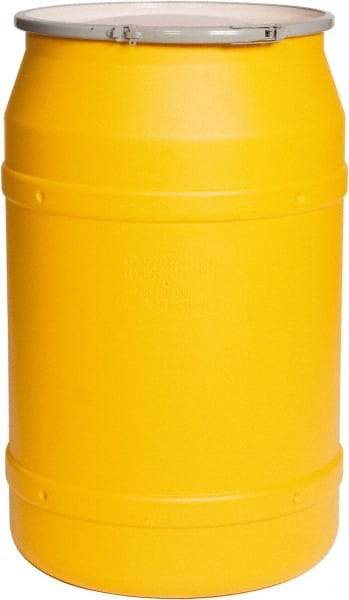 Eagle - 55 Gallon Yellow Cylindrical Polyethylene Open Head Drum - 36-3/8" High x 23" Diam - Makers Industrial Supply