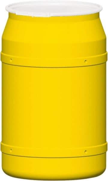 Eagle - 55 Gallon Yellow Cylindrical Polyethylene Open Head Drum - 36-3/8" High x 23" Diam - Makers Industrial Supply