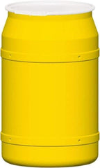 Eagle - 55 Gallon Yellow Cylindrical Polyethylene Open Head Drum - 36-3/8" High x 23" Diam - Makers Industrial Supply