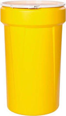 Eagle - 55 Gallon Yellow Tapered Cylinder Polyethylene Open Head Drum - 39-1/8" High x 23-3/4" Diam - Makers Industrial Supply