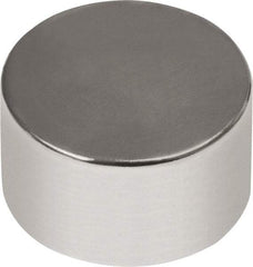 Mag-Mate - 3/4" Diam x 1/2" High Neodymium Rare Earth Magnet - 22 Lb Max Capacity, 180°F Max, Nickel Plated - Makers Industrial Supply