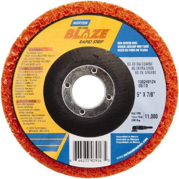 Norton - 5" Extra Coarse Grade Aluminum Oxide Deburring Disc - 7/8" Center Hole, Arbor Connection - Makers Industrial Supply