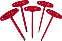 Wiha - 5 Piece, T-Handle Cushion Grip Hex Key Set - 4 to 10mm Range, Chrome Vanadium Molybdenum - Makers Industrial Supply