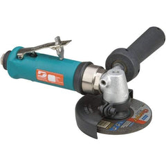 Dynabrade - 4" Wheel Diam, 13,500 RPM, Pneumatic Angle & Disc Grinder - 3/8-24 Spindle, 40 CFM, Rear Exhaust - Makers Industrial Supply