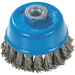 WALTER Surface Technologies - 3" Diam, 5/8-11 Threaded Arbor, Stainless Steel Fill Cup Brush - 0.015 Wire Diam, 12,000 Max RPM - Makers Industrial Supply