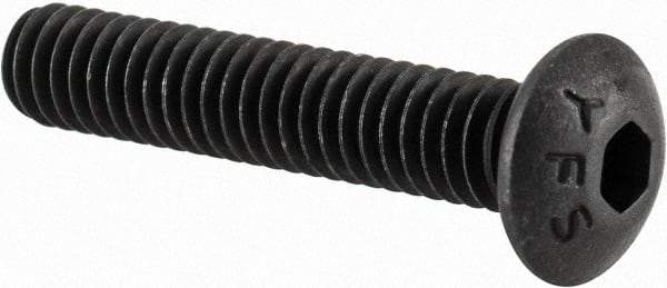 Value Collection - #8-32 UNC Hex Socket Drive, Button Screw - Alloy Steel, Black Oxide Finish, Fully Threaded, 7/8" Length Under Head - Makers Industrial Supply