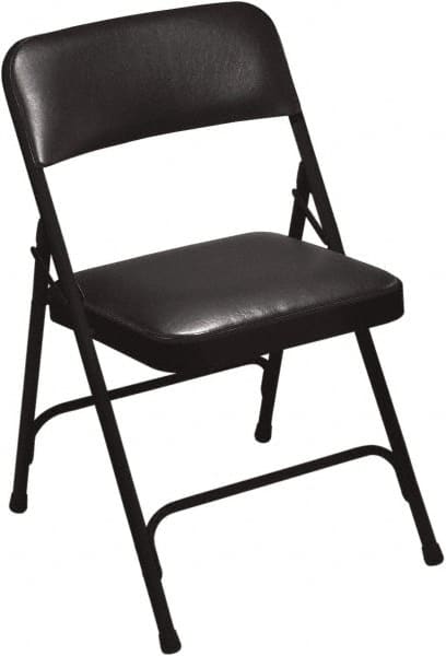 NPS - 18-3/4" Wide x 20-1/4" Deep x 29-1/2" High, Vinyl Folding Chair with Vinyl Padded Seat - Caviar Black - Makers Industrial Supply