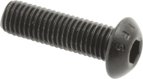 Value Collection - 1/4-28 UNF Hex Socket Drive, Button Screw - Alloy Steel, Black Oxide Finish, Fully Threaded, 7/8" Length Under Head - Makers Industrial Supply