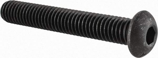 Value Collection - 3/8-16 UNC Hex Socket Drive, Button Screw - Alloy Steel, Black Oxide Finish, Fully Threaded, 2-1/2" Length Under Head - Makers Industrial Supply