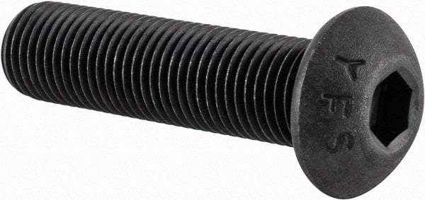 Value Collection - 3/8-24 UNF Hex Socket Drive, Button Screw - Alloy Steel, Black Oxide Finish, Fully Threaded, 1-1/2" Length Under Head - Makers Industrial Supply