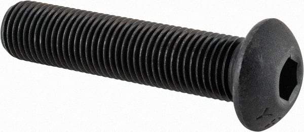 Value Collection - 3/8-24 UNF Hex Socket Drive, Button Screw - Alloy Steel, Black Oxide Finish, Fully Threaded, 1-3/4" Length Under Head - Makers Industrial Supply