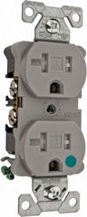 Cooper Wiring Devices - 125 VAC, 20 Amp, 5-20R NEMA Configuration, Gray, Hospital Grade, Self Grounding Duplex Receptacle - 1 Phase, 2 Poles, 3 Wire, Flush Mount, Chemical, Impact and Tamper Resistant - Makers Industrial Supply