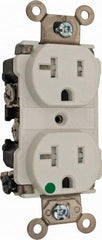 Cooper Wiring Devices - 125 VAC, 20 Amp, 5-20R NEMA Configuration, White, Hospital Grade, Self Grounding Duplex Receptacle - 1 Phase, 2 Poles, 3 Wire, Flush Mount, Chemical, Impact and Tamper Resistant - Makers Industrial Supply