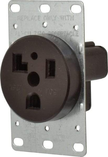 Cooper Wiring Devices - 125 VAC, 30 Amp, 5-30R NEMA Configuration, Black, Specification Grade, Self Grounding Single Receptacle - 1 Phase, 2 Poles, 3 Wire, Flush Mount, Corrosion Resistant - Makers Industrial Supply