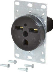 Cooper Wiring Devices - 250 VAC, 30 Amp, 6-30R NEMA Configuration, Black, Specification Grade, Self Grounding Single Receptacle - 1 Phase, 2 Poles, 3 Wire, Flush Mount, Corrosion Resistant - Makers Industrial Supply