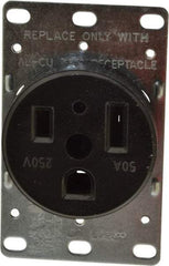 Cooper Wiring Devices - 250 VAC, 50 Amp, 6-50R NEMA Configuration, Black, Specification Grade, Self Grounding Single Receptacle - 1 Phase, 2 Poles, 3 Wire, Flush Mount, Corrosion Resistant - Makers Industrial Supply