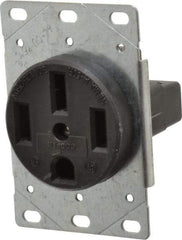 Cooper Wiring Devices - 125/250 VAC, 50 Amp, 14-50R NEMA Configuration, Black, Industrial Grade, Ungrounded Single Receptacle - 1 Phase, 3 Poles, 3 Wire, Flush Mount, Corrosion Resistant - Makers Industrial Supply