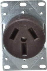 Cooper Wiring Devices - 125/250 VAC, 50 Amp, 10-50R NEMA Configuration, Brown, Specification Grade, Ungrounded Single Receptacle - 1 Phase, 3 Poles, 3 Wire, Flush Mount, Corrosion Resistant - Makers Industrial Supply