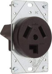 Cooper Wiring Devices - 125/250 VAC, 30 Amp, 10-30R NEMA Configuration, Brown, Specification Grade, Ungrounded Single Receptacle - 1 Phase, 3 Poles, 3 Wire, Flush Mount, Corrosion Resistant - Makers Industrial Supply