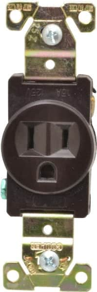 Cooper Wiring Devices - 125 VAC, 20 Amp, 5-20R NEMA Configuration, Brown, Industrial Grade, Self Grounding Single Receptacle - 1 Phase, 2 Poles, 3 Wire, Flush Mount, Chemical, Heat and Impact Resistant - Makers Industrial Supply