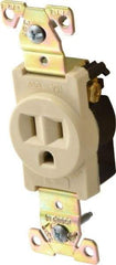 Cooper Wiring Devices - 125 VAC, 20 Amp, 5-20R NEMA Configuration, Ivory, Industrial Grade, Self Grounding Single Receptacle - 1 Phase, 2 Poles, 3 Wire, Flush Mount, Chemical, Heat and Impact Resistant - Makers Industrial Supply