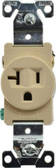 Cooper Wiring Devices - 125 VAC, 20 Amp, 5-20R NEMA Configuration, Ivory, Industrial Grade, Self Grounding Single Receptacle - 1 Phase, 2 Poles, 3 Wire, Flush Mount, Chemical, Heat and Impact Resistant - Makers Industrial Supply