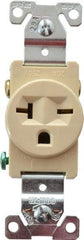 Cooper Wiring Devices - 250 VAC, 20 Amp, 6-20R NEMA Configuration, Ivory, Industrial Grade, Self Grounding Single Receptacle - 1 Phase, 2 Poles, 3 Wire, Flush Mount, Chemical, Heat and Impact Resistant - Makers Industrial Supply