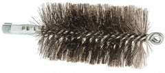 Schaefer Brush - 4-1/2" Brush Length, 2-1/2" Diam, Double Stem, Double Spiral Tube Brush - 7-1/4" Long, Stainless Steel, 1/4" NPSM Male Connection - Makers Industrial Supply