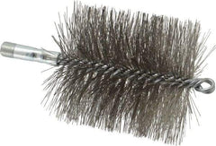 Schaefer Brush - 4-1/2" Brush Length, 4" Diam, Double Stem, Double Spiral Tube Brush - 7-1/4" Long, Stainless Steel, 1/4" NPSM Male Connection - Makers Industrial Supply