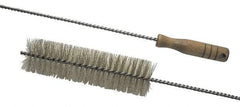 Schaefer Brush - 2-1/8" Diam, 7" Bristle Length, Boiler & Furnace Crimped Brass Brush - Standard Wood Handle, 48" OAL - Makers Industrial Supply