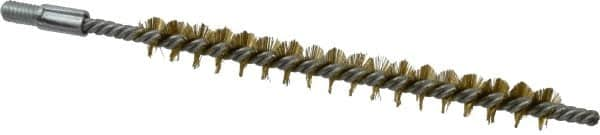 Schaefer Brush - 3" Brush Length, 5/16" Diam, Double Stem, Single Spiral Tube Brush - 4-1/2" Long, Brass, 8-32 Male Connection - Makers Industrial Supply