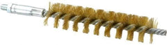 Schaefer Brush - 4" Brush Length, 15/16" Diam, Double Stem, Single Spiral Tube Brush - 6-1/4" Long, Brass, 1/4-28 Male Connection - Makers Industrial Supply