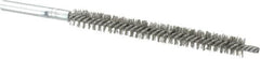 Schaefer Brush - 3" Brush Length, 5/16" Diam, Double Stem, Double Spiral Tube Brush - 4-3/4" Long, Stainless Steel, 8-32 Female Connection - Makers Industrial Supply