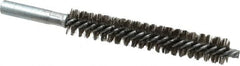 Schaefer Brush - 4" Brush Length, 11/16" Diam, Double Stem, Double Spiral Tube Brush - 6" Long, Stainless Steel, 12-24 Female Connection - Makers Industrial Supply