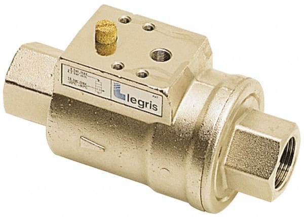 Legris - Air-Actuated Axial Valves Pipe Size: 1-1/2 (Inch) End Connections: FBSPPxFBSPP - Makers Industrial Supply