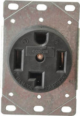 Cooper Wiring Devices - 125/250 VAC, 30 Amp, 14-30R NEMA Configuration, Black, Specification Grade, Ungrounded Single Receptacle - 1 Phase, 3 Poles, 3 Wire, Flush Mount, Corrosion Resistant - Makers Industrial Supply