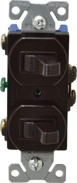 Cooper Wiring Devices - 1 Pole, 120/277 VAC, 15 Amp, Flush Mounted, Duplex Switch - NonNEMA Configuration, 2 Switch, Back Side Wiring, cULus Listed, NOM 426, RoHS Compliant Standard - Makers Industrial Supply